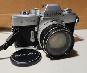 Minolta SRT-101 35mm Film Camera with 55mm F1:17 MC Rokkor PF Lens, Vintage Case