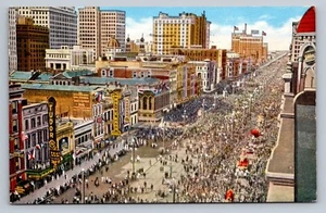 Postcard Louisiana New Orleans Mardi Gras Parade Canal St Aerial View 1946 D322 - Picture 1 of 2