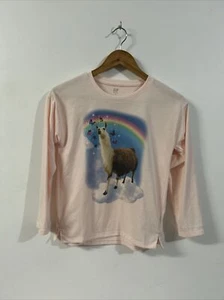 GAP Kids Size 10 Pink Llama Long Sleeve Pyjamas - VGC - Winter - Lightweight - Picture 1 of 10