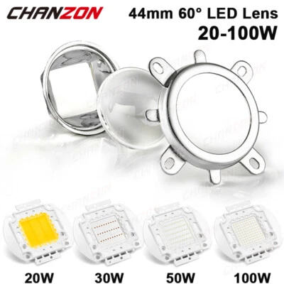 CHANZON 44MM 60 Degree 50MM Fixed Lens Reflector Collimator For20W 30W 50W 100W Led Chip