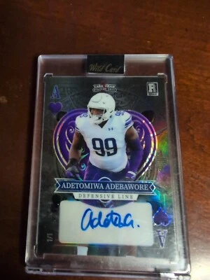 2023 Adetomiwa Adebawore RC #1/1 Auto Holo Purple Heart DL Colts #1/1 Auto Holo - Image 1 of 2