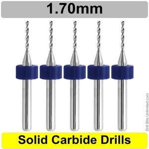 1.7mm .067" #51 Carbide Drill Bits 1/8" Shank FIVE Pieces Solid Carbide R/S - Picture 1 of 4