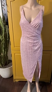 Hello Molly Quiet Dancer Sequin Midi Dress Size Med/6 Rose Pink Party Cocktail - Picture 1 of 12