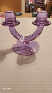 Candelabro doble Fostoria Wisteria (Lavanda) Art Deco ¡Excelente! - Imagen 1 de 10