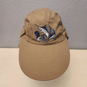 Vintage Guy Harvey Fischerhut langer Schirm Marlin Schwertfisch Tiefsee mit Halsklappe  - Bild 1 von 13