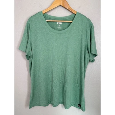 REI Co-op Womens XXL Green Heather Crew Neck Short Sleeve Performance Tee Shirt - Image 1 of 4