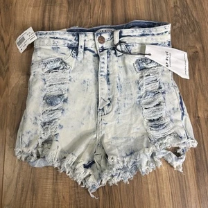 AP Blue Jeansshorts Damen Medium Ripped Bleached Washed Blau Cutoff - Bild 1 von 9