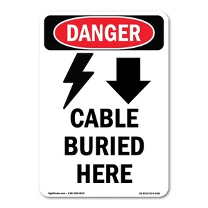 Cable Buried Here ANSI Danger Sign Metal Plastic Decal - Picture 1 of 5