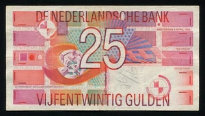 Netherlands - 25 Gulden Banknote 05. 04. 1989 - Nederlandsche Bank P-100 (VF) - Picture 1 of 2