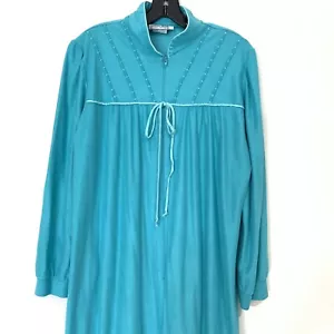 Vintage Robe House Coat Velvet Lace Half Zip granny Cottagecore WARM COZY Medium - Picture 1 of 6