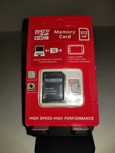 New HUMBEM 512GB Micro SDCard U3 SDXC High Speed/PerformanceMicro SD Memory Card - Picture 1 of 2