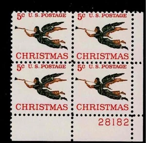 US Scott #1276, Plate Block #28182 1965 Christmas 5c FVF MNH Lower Right - Picture 1 of 1