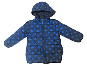 Jojo Maman Bebe Reversible Pack-Away Down Puffer Jacket Boys Navy Blue Stars 4-5 - Picture 1 of 8
