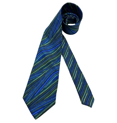 MISSONI Blue/Green Striped Art Silk LUXURY Tie ITALY - Image 1 of 4