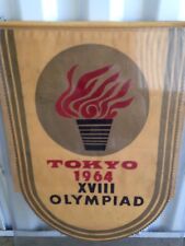 Vintage 1964 Tokyo Olympics Games Commemorative Flag Scarf Banner Souvenir