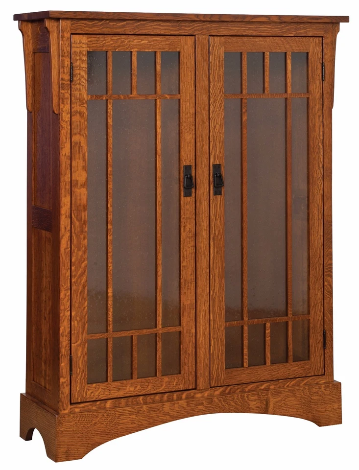 Librería de madera maciza Amish Midway Mission Craftsman puertas de vidrio 46"w x 60"h Foto 1 de 1