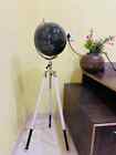 Black World Globe Atlas Globe With White Leather Tripod Stand For Home & Office