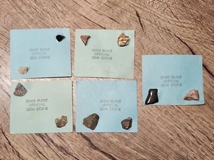 5 CARDS MOUNTED WITH Ohio Flint Colorful Stones SOME ROUGH SOME POLISHED - Picture 1 of 6