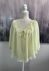 Bailey 44 Yellow Satin Off the Shoulder Ruffle Peasant Blouse Top Boho New L - Picture 1 of 11