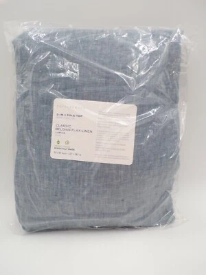 Pottery Barn Classic Belgian Drape Cotton Lined Blue Chambray 50x 96" A1014 - Image 1 of 4