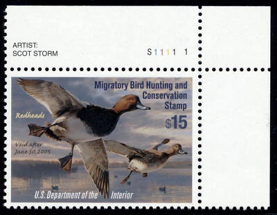 US RW71 $15 Hunting Permit Stamp 2004 Redheads plate single VF NH - Image 1 of 2
