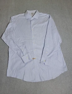 Brooks Brothers Regent Shirt Mens 35 17.5 Blue Stripe Supima Cotton Preppy - Picture 1 of 14