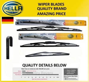LAND ROVER FREELANDER WIPER BLADES 1996 to 2006 HELLA FRONT WITH QUAILTY REAR - Picture 1 of 9