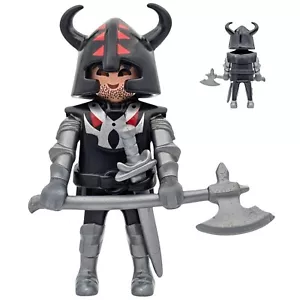 Playmobil figure knight silver/black horns medieval axe loose - Picture 1 of 1