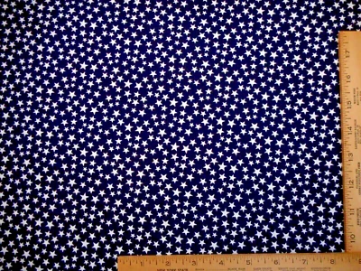 Patriotic Quilt Fabric 7/8+ Yard White Stars on Navy Blue Cotton 4th of July #1 - Image 1 of 2