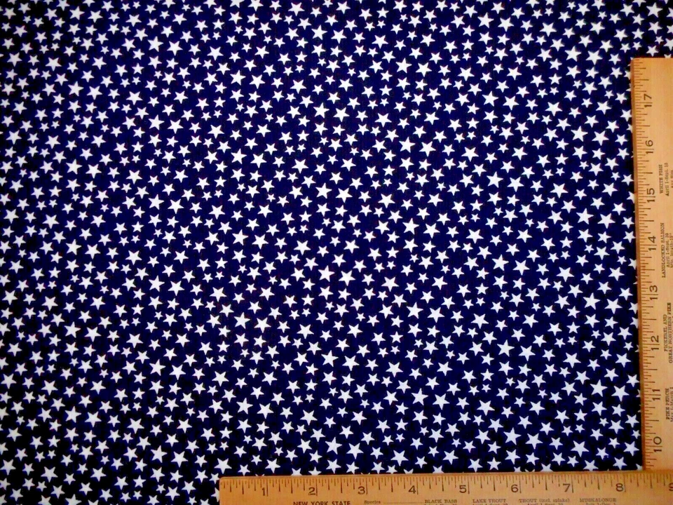 Patriotic Quilt Fabric 7/8+ Yard White Stars on Navy Blue Cotton 4th of July #1 - Image 1 of 2