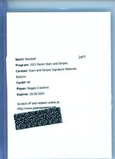 2023 Panini Stars & Stripes Signature Buttons Redemption Card  Reggie Crawford