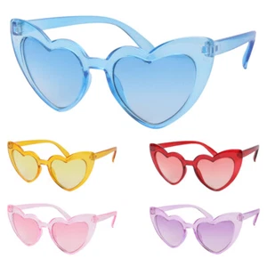 Childrens Girls Heart Shaped Translucent Clear Frozen Love Sunglasses UV400 - Picture 1 of 13