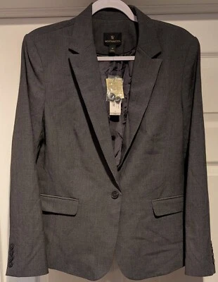 Worthington NWT $70 Women's Admiral Grey Single Button Blazer Size 12 NEW! - Image 1 of 4