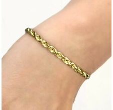 9ct Yellow Gold Hollow Diamond-Cut Rope Bracelet 5mm wide, 19cm or 7.5" long