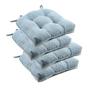Indoor Chair Cushions for Dining Chairs, Tufted 4 Count (Pack of 1) Light Blue - Picture 1 of 7