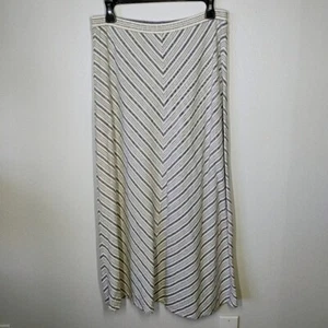 For Cynthia Linen Maxi Skirt Womens Medium Stripes Lagenlook Minimalist Coastal - Picture 1 of 10