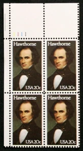 US Plate Blocks Stamps #2047 ~ 1983 NATHANIEL HAWTHORN 20c MNH SP2634 - Picture 1 of 1