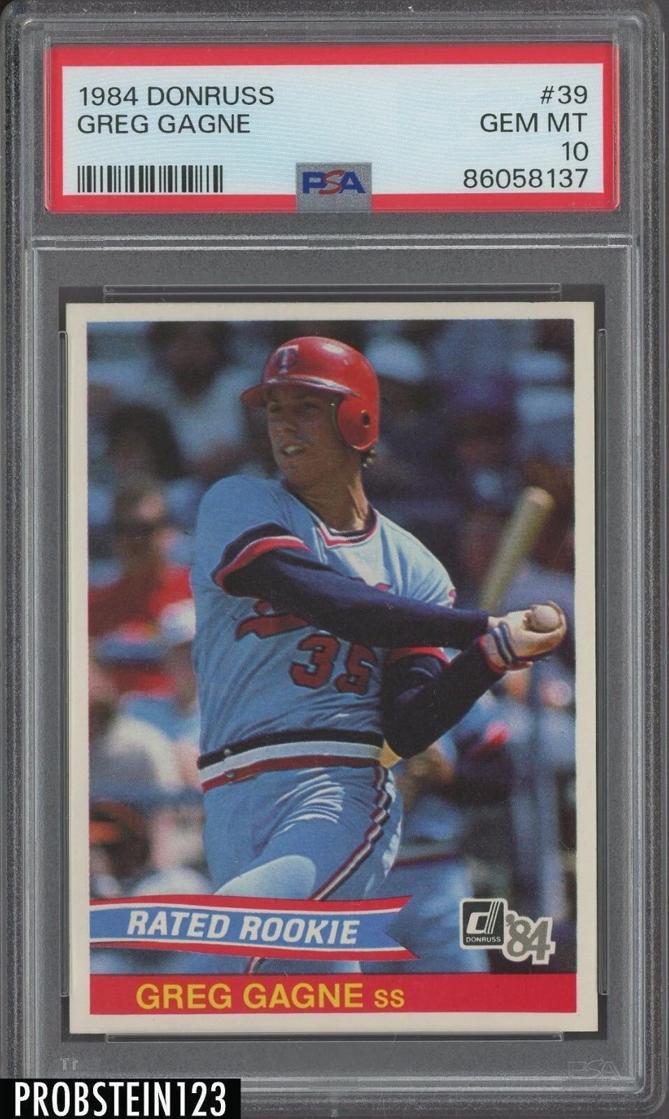 1984 Donruss #39 Greg Gagne Minnesota Twins RC Rookie PSA 10  GEM MINT