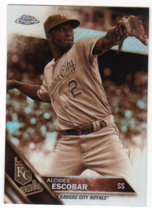 2016 Topps Chrome Baseball Sepia Refractor #117 Alcides Escobar Royals - Image 1 of 1