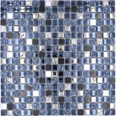 Piastrelle Mosaico Pietra Naturale Argento Nero Blaustich Küchenwand 10Matten - Immagine 1 di 4