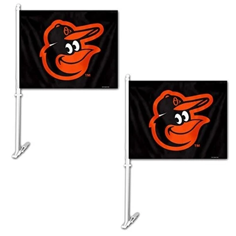 Baltimore Orioles New Vehicle Logo Window Flag MLB Baseball Car Set of 2 Cover