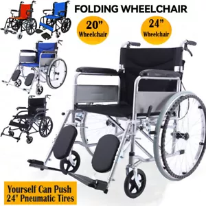 16/20"/24"Fold Manual Wheelchair Aluminium Elderly and Disabled ✅1 Year Warrany✅ - Picture 1 of 23