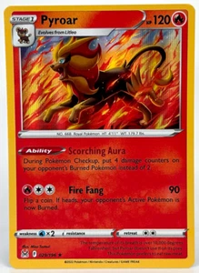 PYROAR Rare Holo Sword Shield Lost Origin 29/196 Pokémon - Picture 1 of 2