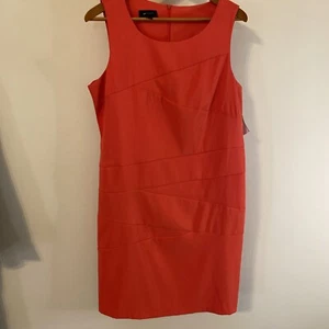 AB Studio Red Sleeveless Sz 16 Zip Back Pencil Straight Midi Dress Womens - Picture 1 of 10