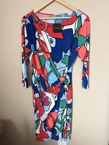 Tahari Women’s Retro Floral Print Stretch Fitted Size 8 Dress Seventies Core NEW - Picture 1 of 5