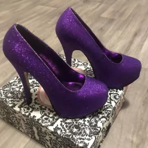 BNIB Bordello Purple Glitter Heels Size 9M, EUR 39 - Picture 1 of 4