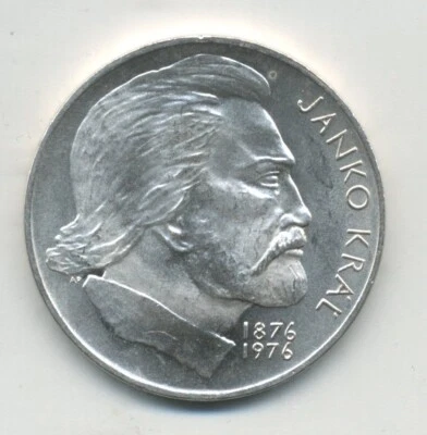Czechoslovakia 100 Korun 1976 Janko Kral KM 84 UNC Silver - Image 1 of 2