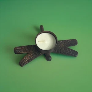 Dragonfly Tea Light Candle Holder Statue Rustic Animal Style Home Decor - Picture 1 of 7