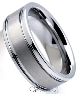 Herren Wolframring gebürstete Nuten Band Herren 7,5 bis 14,5 - Bild 1 von 3