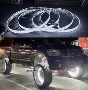 【】Set 4PCS 17.5" PURE WHITE QUAD ROW Remote Switch Strobes LED Wheel Rim Lights - Picture 1 of 13